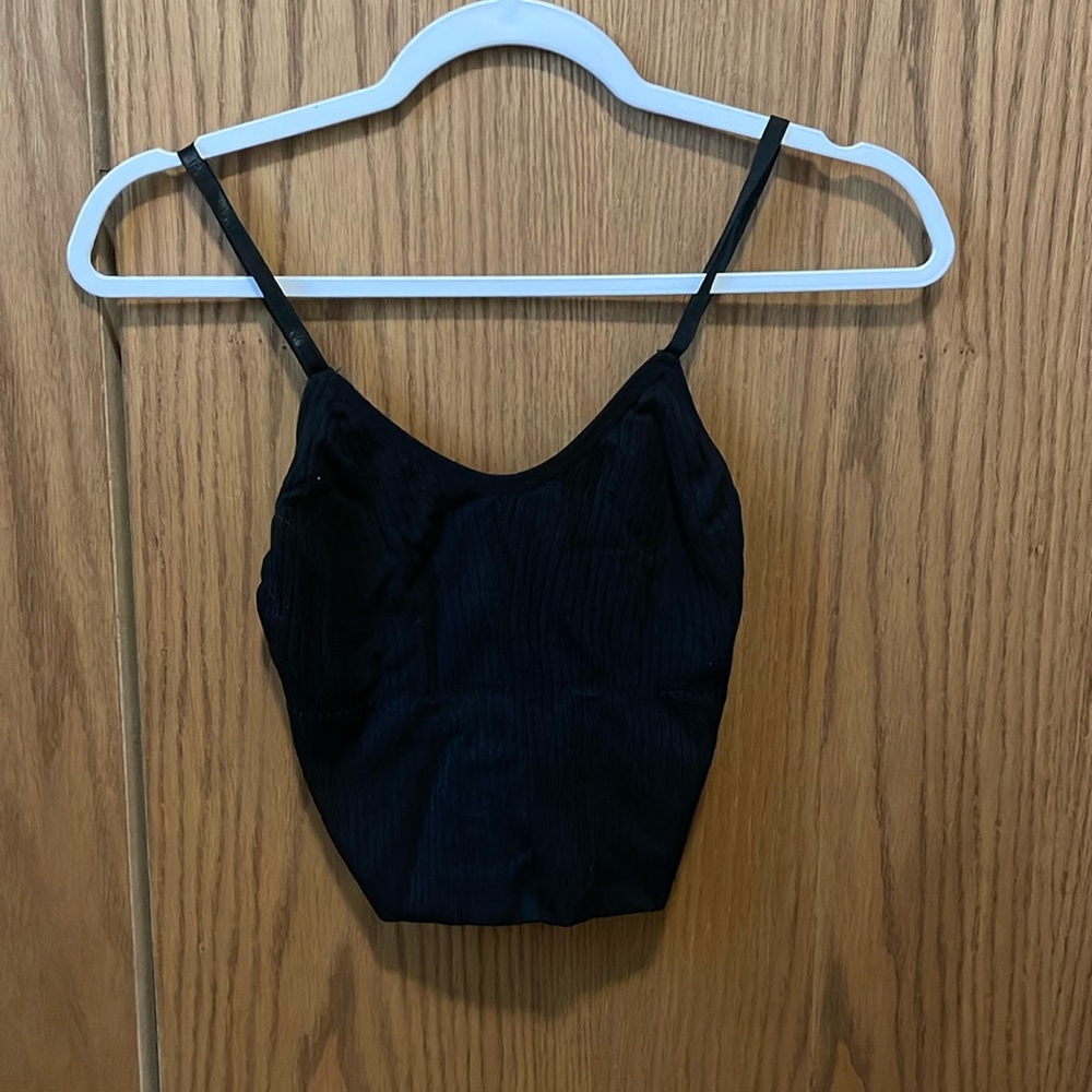 Black Ribbed Cropped Tank